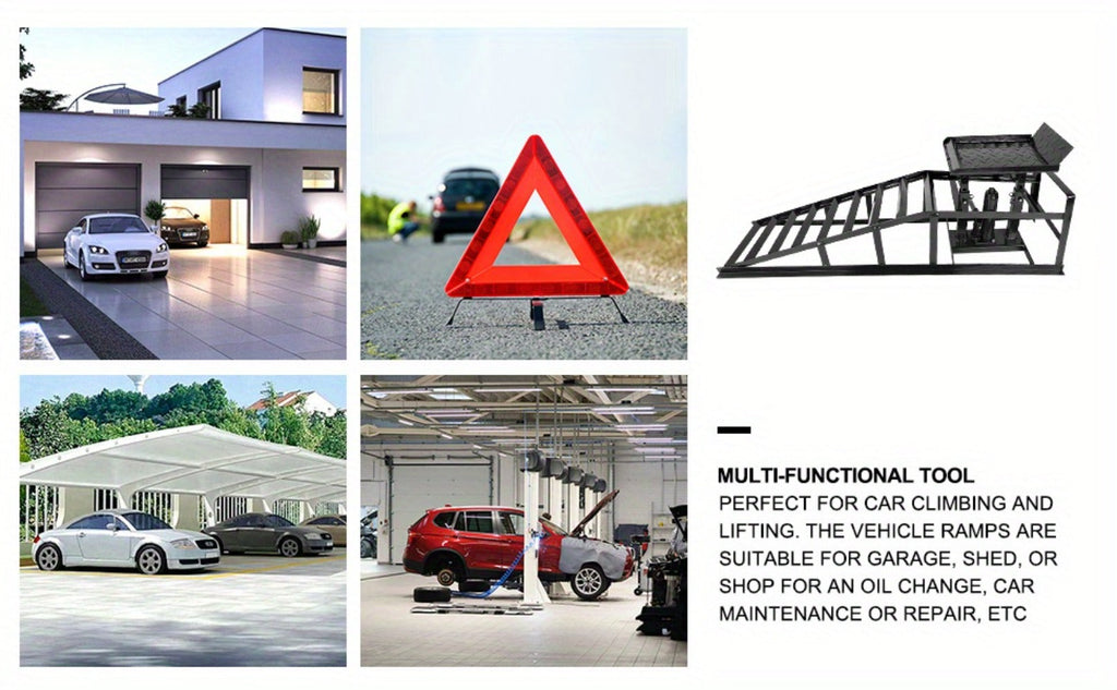 Hydraulic Vehicle Ramps 11, 000 lb 5T Low Profile Heavy Duty Lift Service Ramps for Truck Trailer Garage – Adjustable Height 
