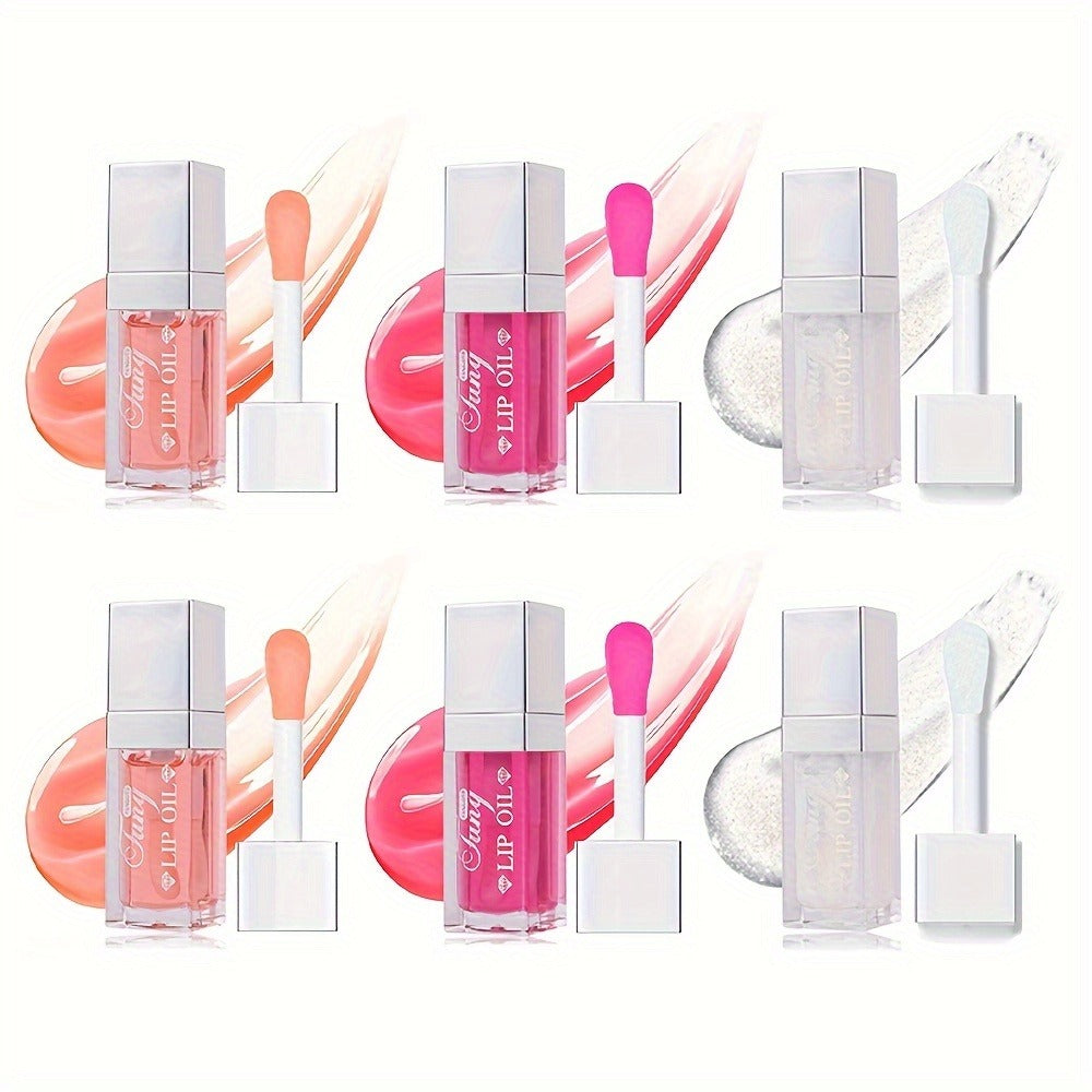Plumping Lip Gloss Oil Set 3pcs 6pcs Transparent Glow Lip Plumper – High-Shine Glossy Finish in Berry Coral Pink Red — image 