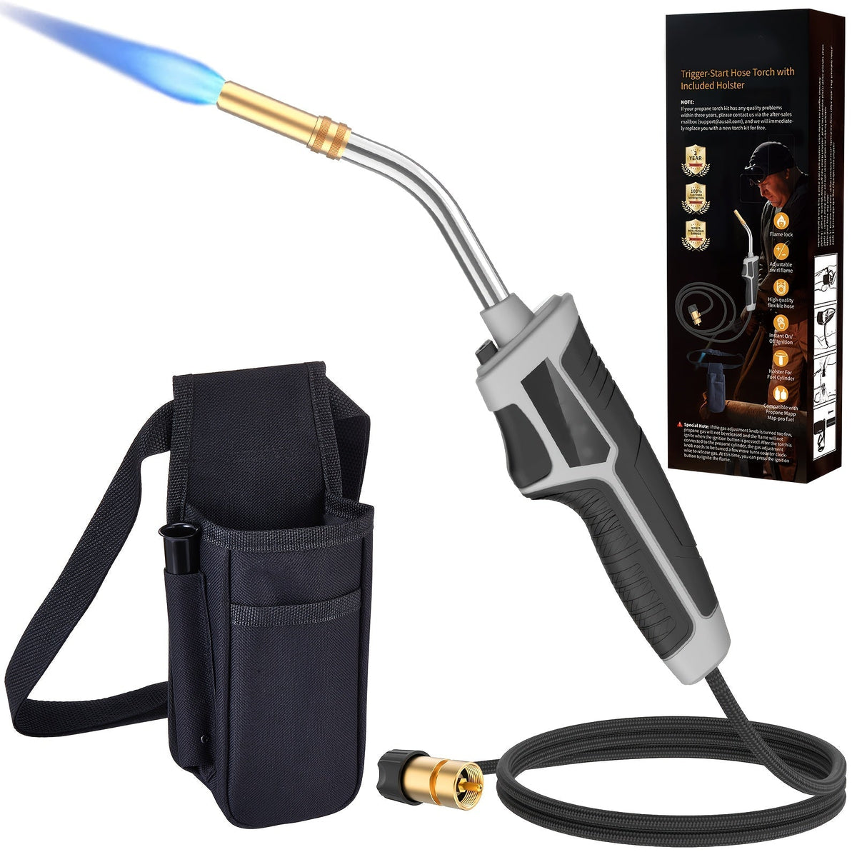 Trigger-Start Propane Torch Kit with 5 ft Hose and Holster or Cylinder Clip Configuration for Work Areas — image 2