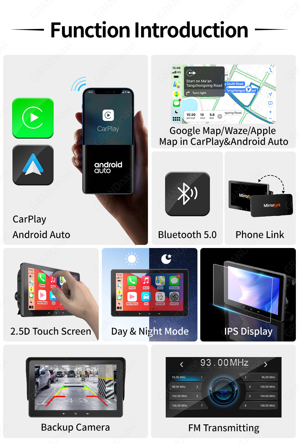 7 Car Wireless CarPlay Display Cigarette Lighter Interface Suction Cup Universal
