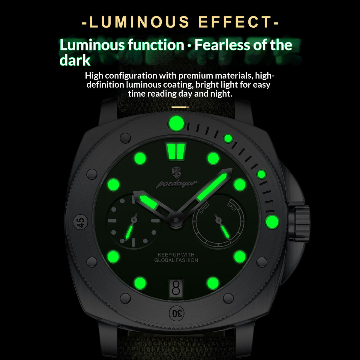 Stylish Multifunctional Waterproof Casual Trendy Luminous Mens Quartz Watch