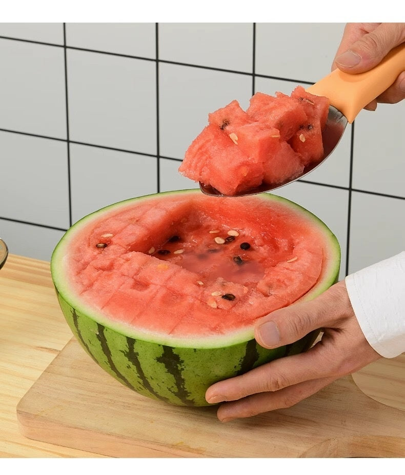 Stainless Steel Mango Peeler Fruit Meat Spoon Mango Cutter Dice