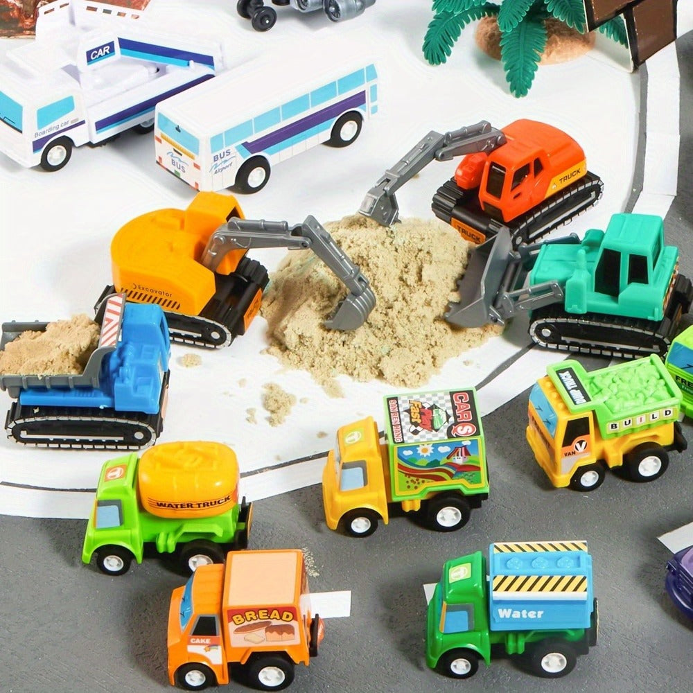 25PCS Pull Back Cars & Trucks Toy Vehicle Set for Kids, Fire Truck, Police Car, School Bus & More — image 7