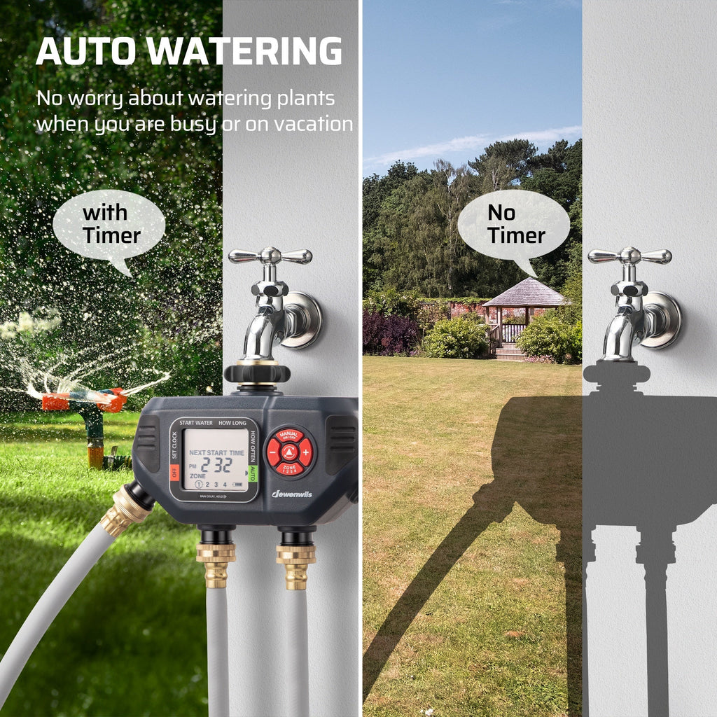 Four-Zone Digital Sprinkler Timer with Independent Water Outlets, LCD Screen, Manual Control and Rain-Delay Mode — image 1
