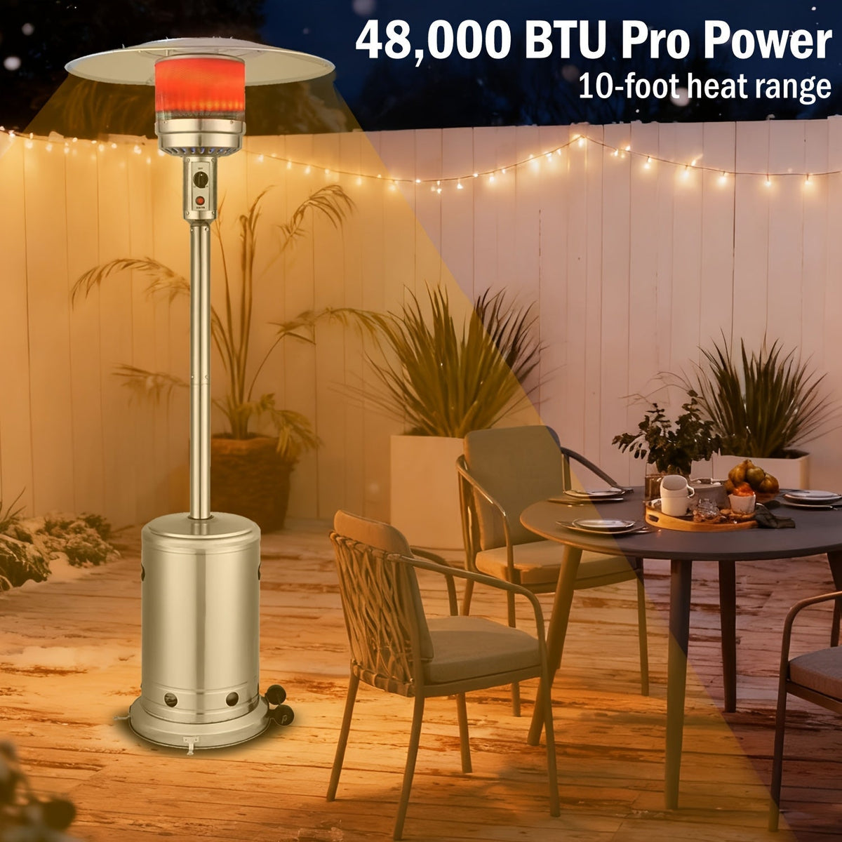 Propane Patio Heater 47000 BTU Outdoor Standing Heater with Wheels, 18-Foot Heating Radius, Fast Heat in 1 Min — image 6