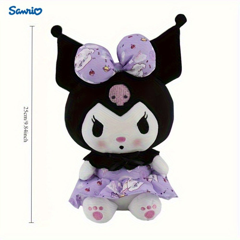 Stuffed Animal Gothic Character Doll with Skull Embroidery, Floral Bow, Princess Dress and Two Colors — image 2