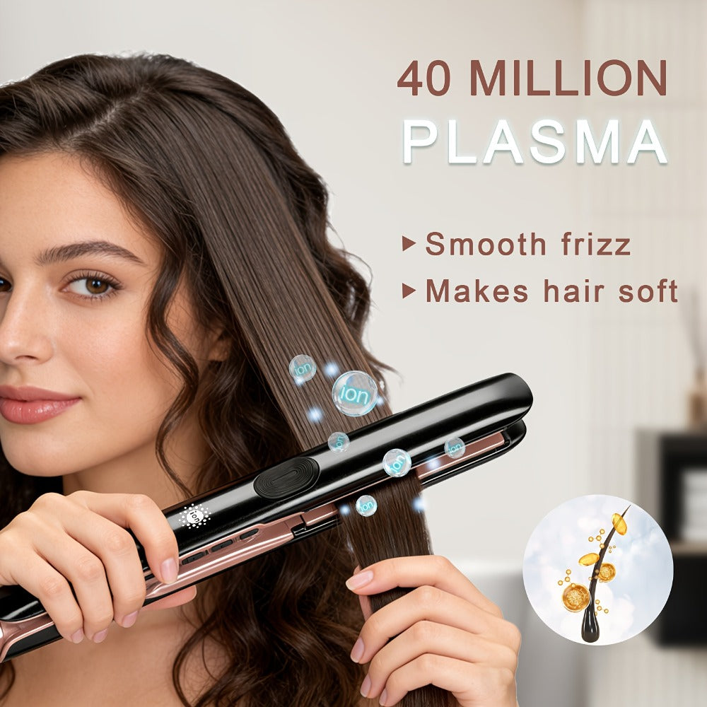 Ceramic Ionic Flat Iron Hair Straightener & Curler 2-in-1 Plasma Anti-Static 260°C 500°F LCD, for Home, Travel and Salon Hair