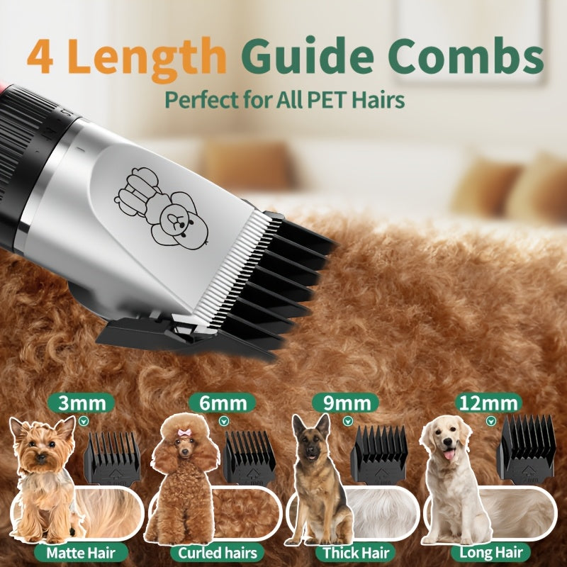 Pet Hair Clipper, USB-Rechargeable Cordless Trimmer with Adjustable Comb and Four Package Options — image 6