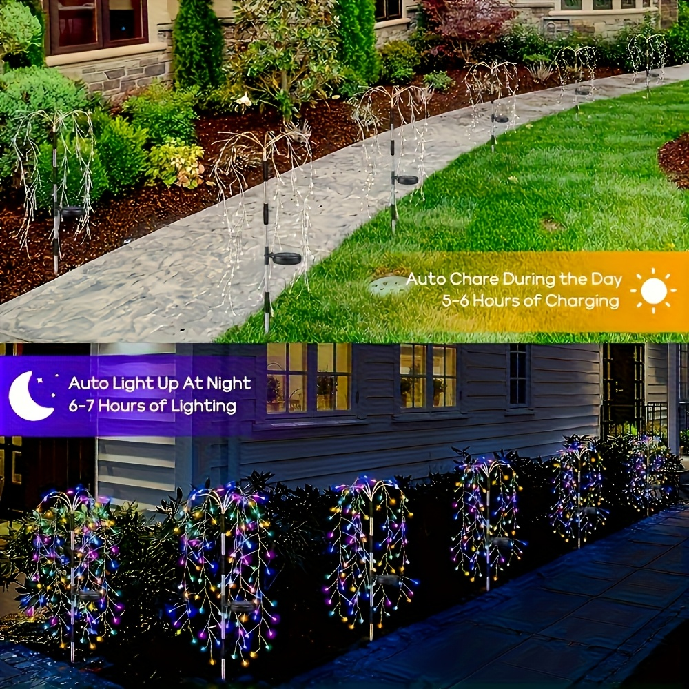 Solar Firecracker Cluster String Lights with 120 LEDs in Warm Color or Multicolor Checkout Options — image 9