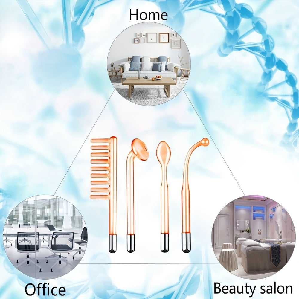 High Frequency Facial Massager 4-in-1 Skin Care Stick Portable Home Use Acne Treatment Rejuvenation Beauty for Home or Salon 