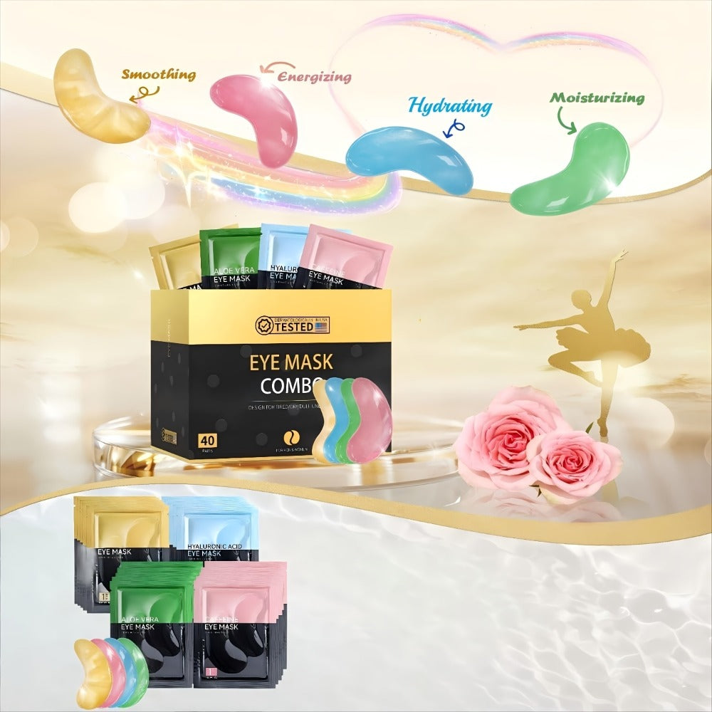 40-Pair Four-Color Under-Eye Patch Combo Box with Gold, Green, Blue and Pink Individual Pouches — image 13