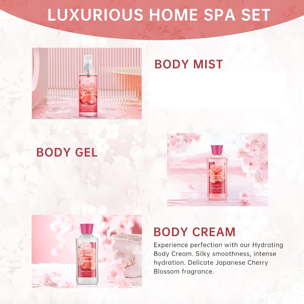 Bath Body Care Gift Set Shower Gel Body Lotion Body Mist Aloe Vera Vitamin E Glycerin Deep Moisturizing Fragrance Set for Wom