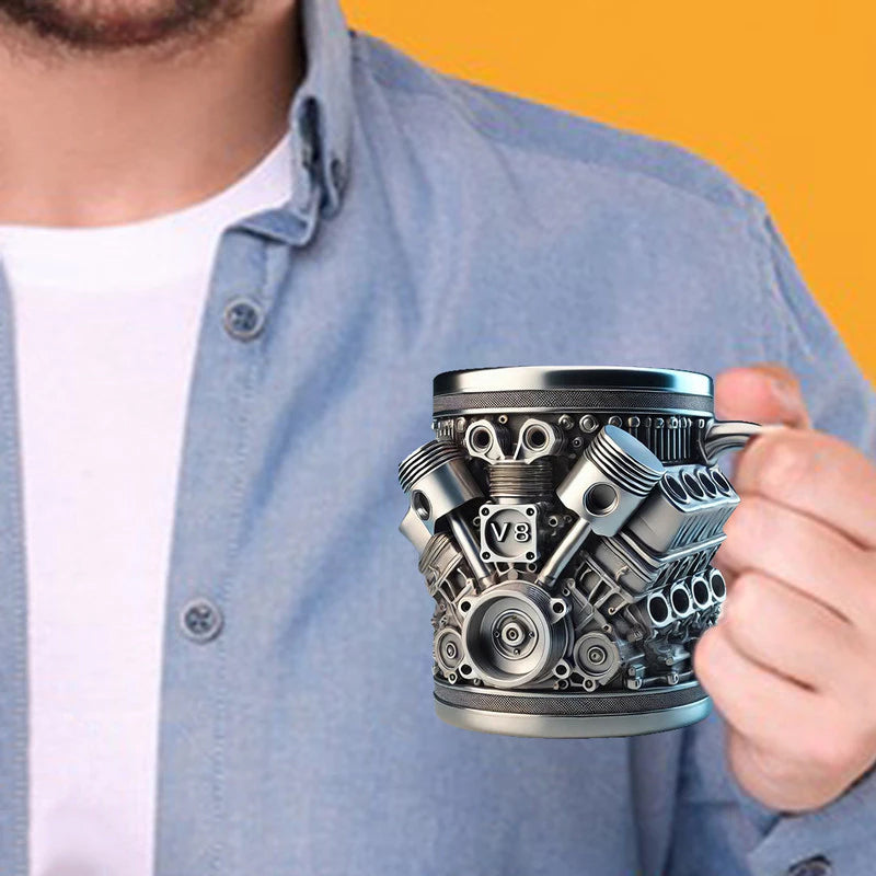 3D Engines - designed Stainless Steel Mug. Ideal for coffee/beer, a fun home & office drinking accessory.
