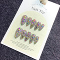 Press On Nails 10-Piece Medium Almond Glitter Color-Block Set with AB Crystal Rhinestones and Tool Kit — image 14