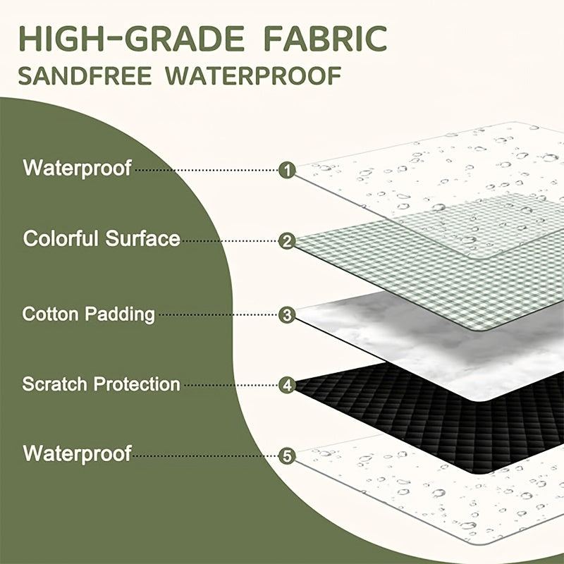 Dark Green Padded Picnic Blanket with Buckled Carry Straps, 80 x 80in Large Roll-Up Outdoor Mat — image 2
