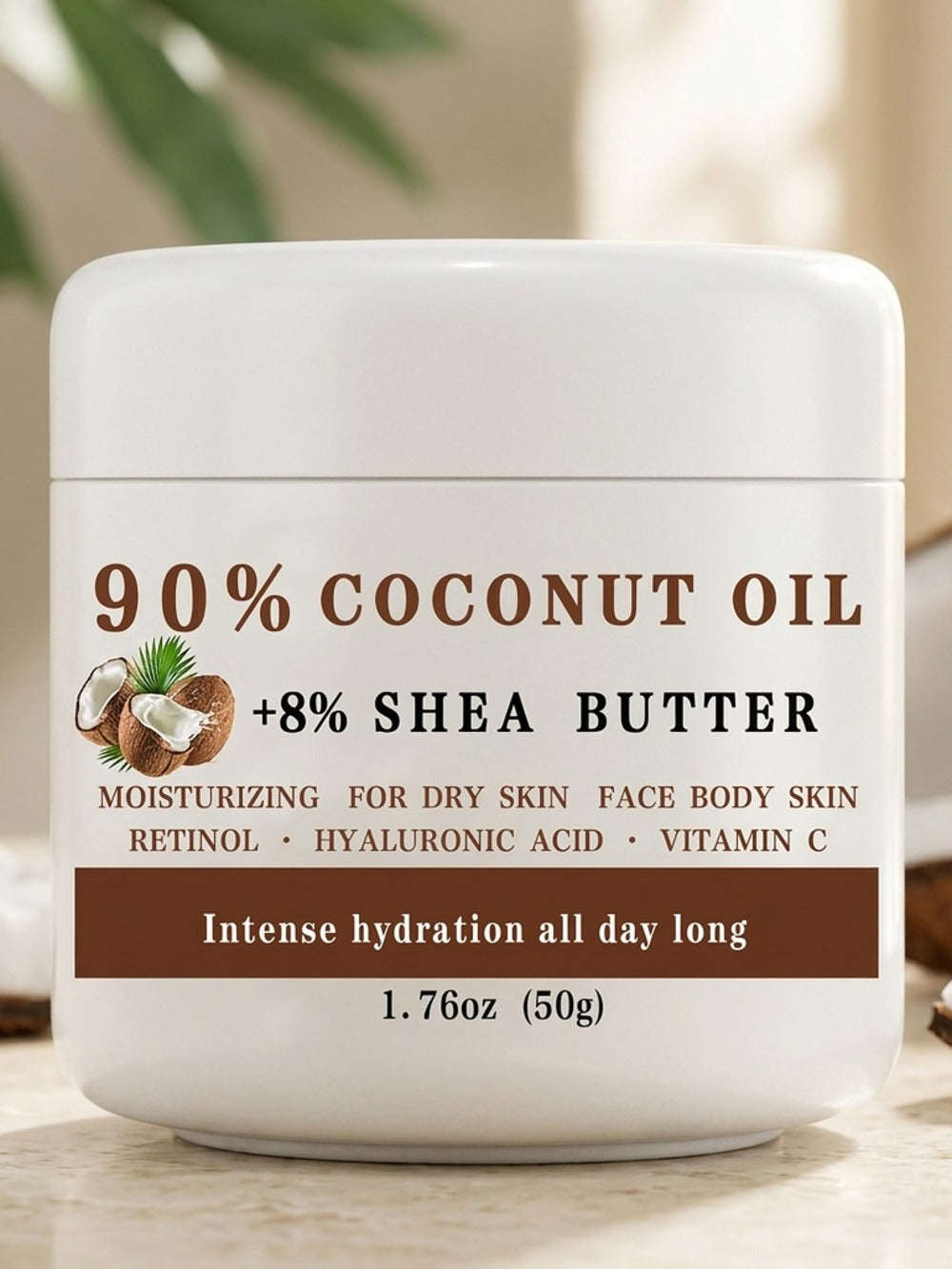 Coconut Oil & Shea Butter Moisturizing Cream 1.76 oz, 90% Coconut Oil, Retinol & Hyaluronic Acid — image 7