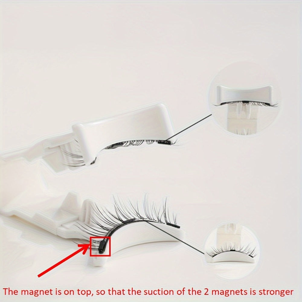 CX159-1 Natural-Style Magnetic False Eyelash Pair with White Curved Applicator and Round Case — image 10
