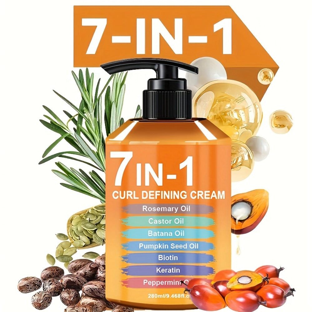 7-in-1 Curl Styling Cream, 280ml Orange-Label Pump with Rosemary, Castor and Batana Oils on Label — image 8