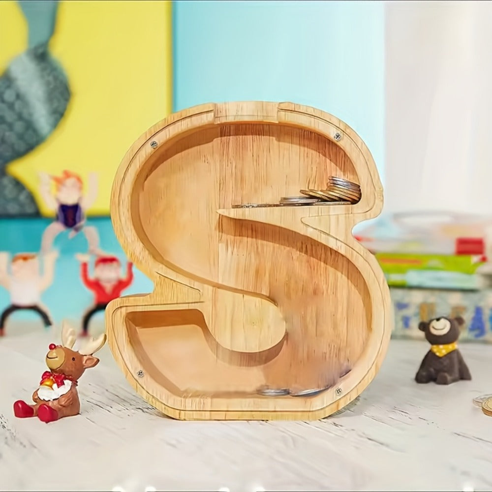 Personalized Wooden Piggy Bank for Kids – A-Z Alphabet Letter Initial Coin & Bill Savings Bank for Boys & Girls — image 37