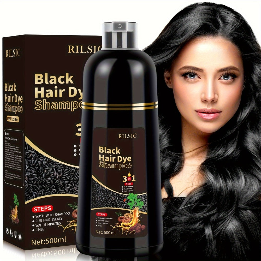 Grey Hair Coverage Shampoo 2 Pack 3-in-1 Herbal Hair Dye Kit with Plant-Based Squalane Colors for Bath Time, Home Spa and Per