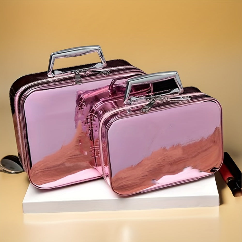 Glitter Makeup Travel Case Hard Shell Large Capacity Flat Lay Organizer Luxury Cosmetic Storage Box for Women Portable Fits i