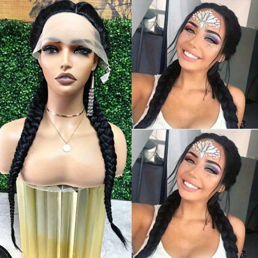 Lace Front Wig Braided Synthetic Style, 26-Inch 13x4 Front with Five Color Options and 250% Density — image 13