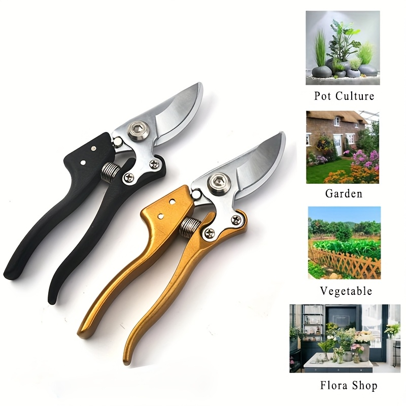 Bypass Pruning Shears with Curved Blade, Return Spring and Gold or Black Coated Handle Options — image 4