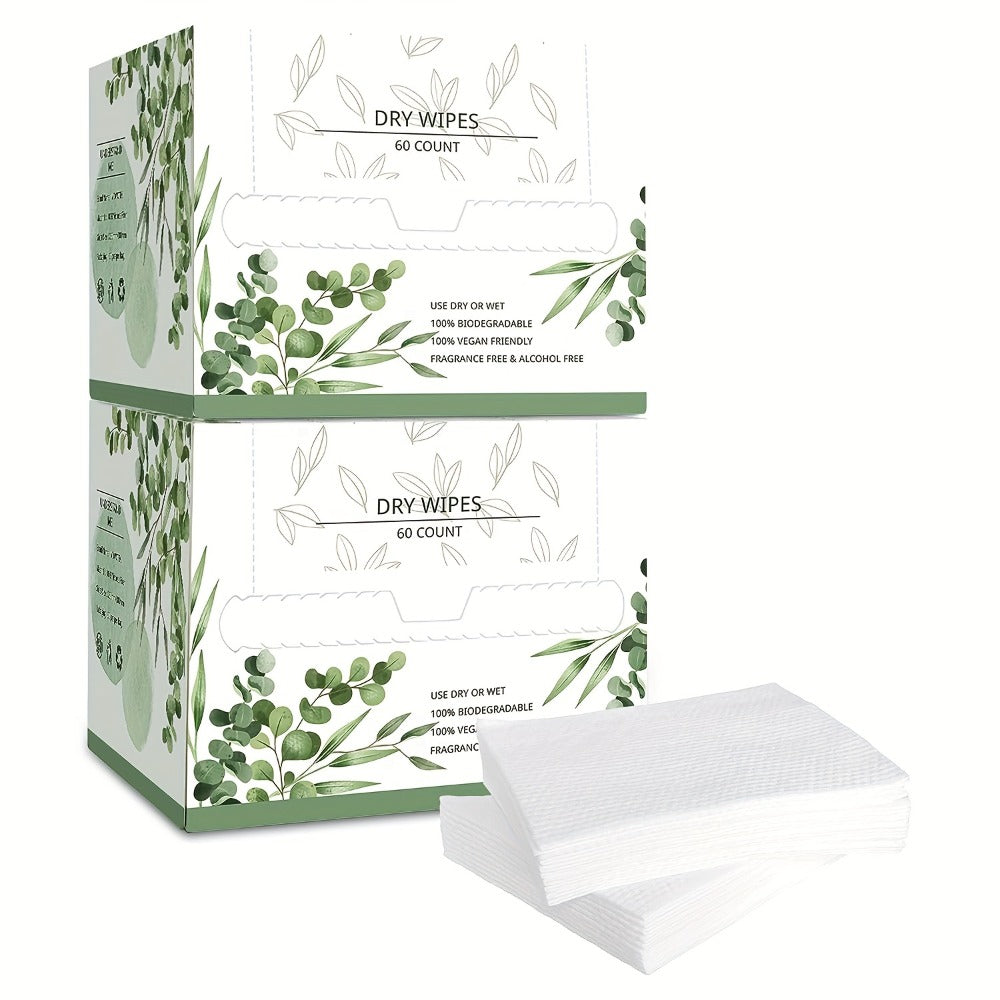 Disposable Face Towels 60 Count Extra Thick & Soft – 10x12 Inch Cotton Cleansing Wipes for Sensitive Skin, Makeup Removal — i