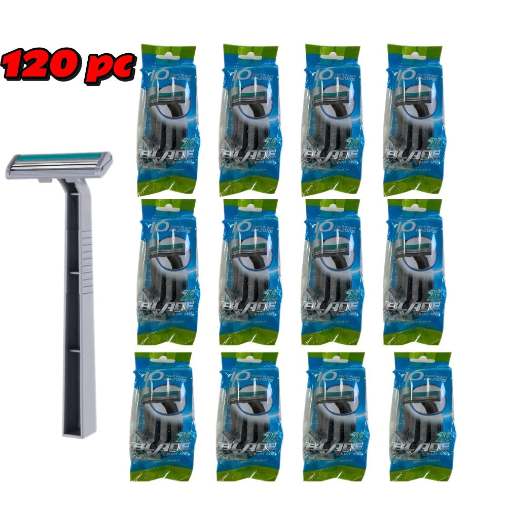 Disposable Razors Bulk 120 Pack Double Blade Stainless Steel – Fresh Smooth Close Shave for Men & Women, Face Legs Underarms 