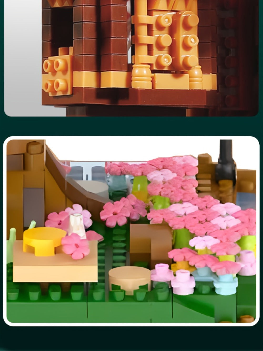 Building Block Set Cherry Blossom Tree House, 1020 or 2028 Micro Pieces with Pink Canopy and Base Display — image 18