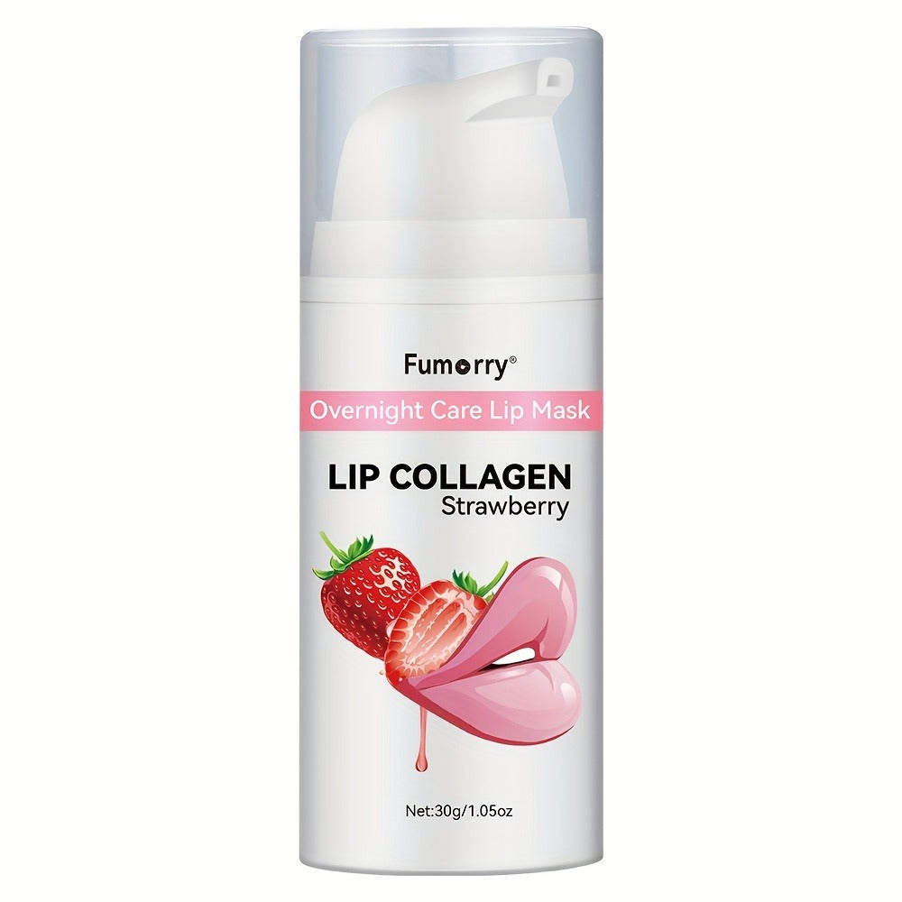 30g / 1.05oz Fumerry Lip Collagen Strawberry-Labeled Pump Bottle with Pink Applicator and 9.7cm Height — image 3