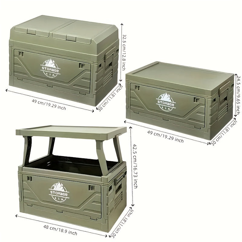 Army-Green Outdoor Storage Box with Flat Cover, Lift-Up Desktop or Front-Access Box Lid Options — image 3