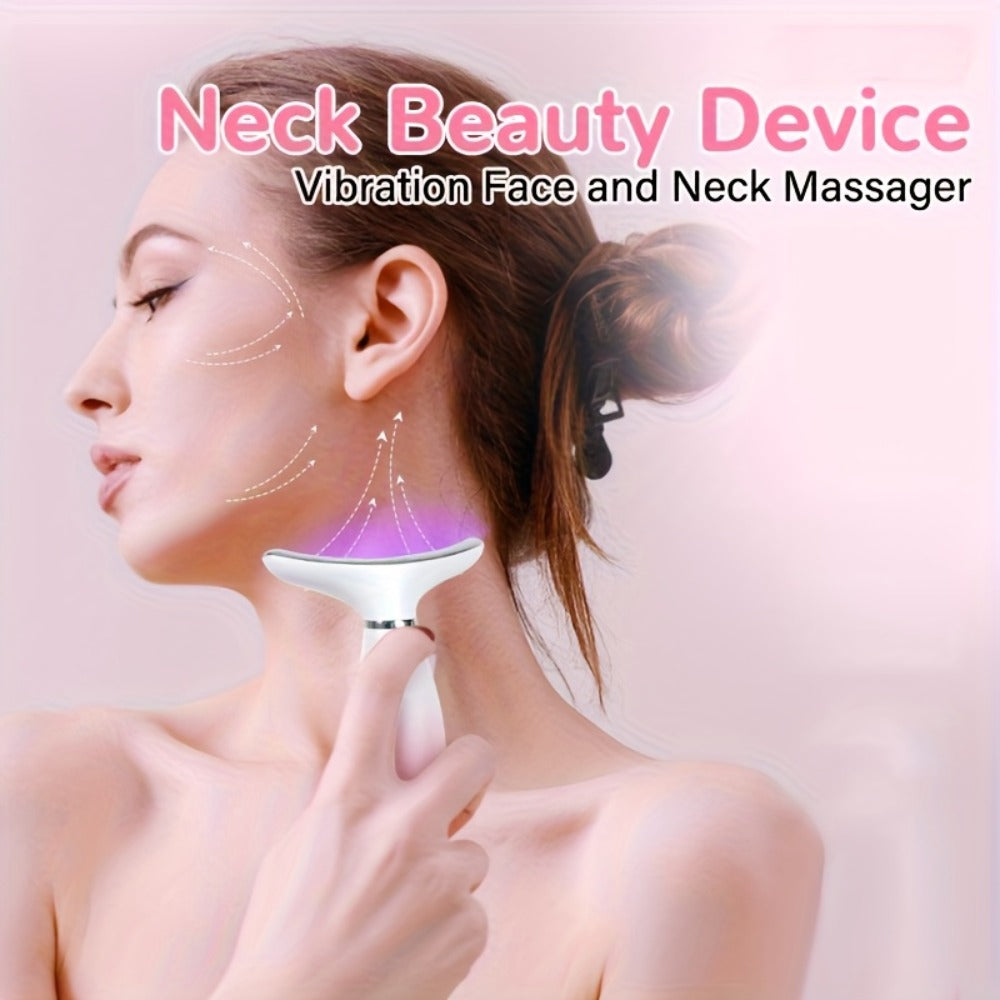 LED Light Therapy Face Neck Shoulder Massager 7-Color USB Rechargeable Multiple Adjustable Modes Facial for Home or Salon Spa