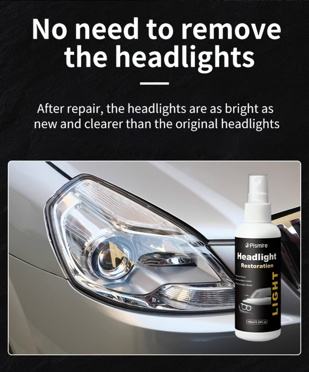 Headlight Restoration Kit Ceramic Coating Spray 100ml No Sanding No Polishing Required Quick Restore Yellowed Foggy Car Headl