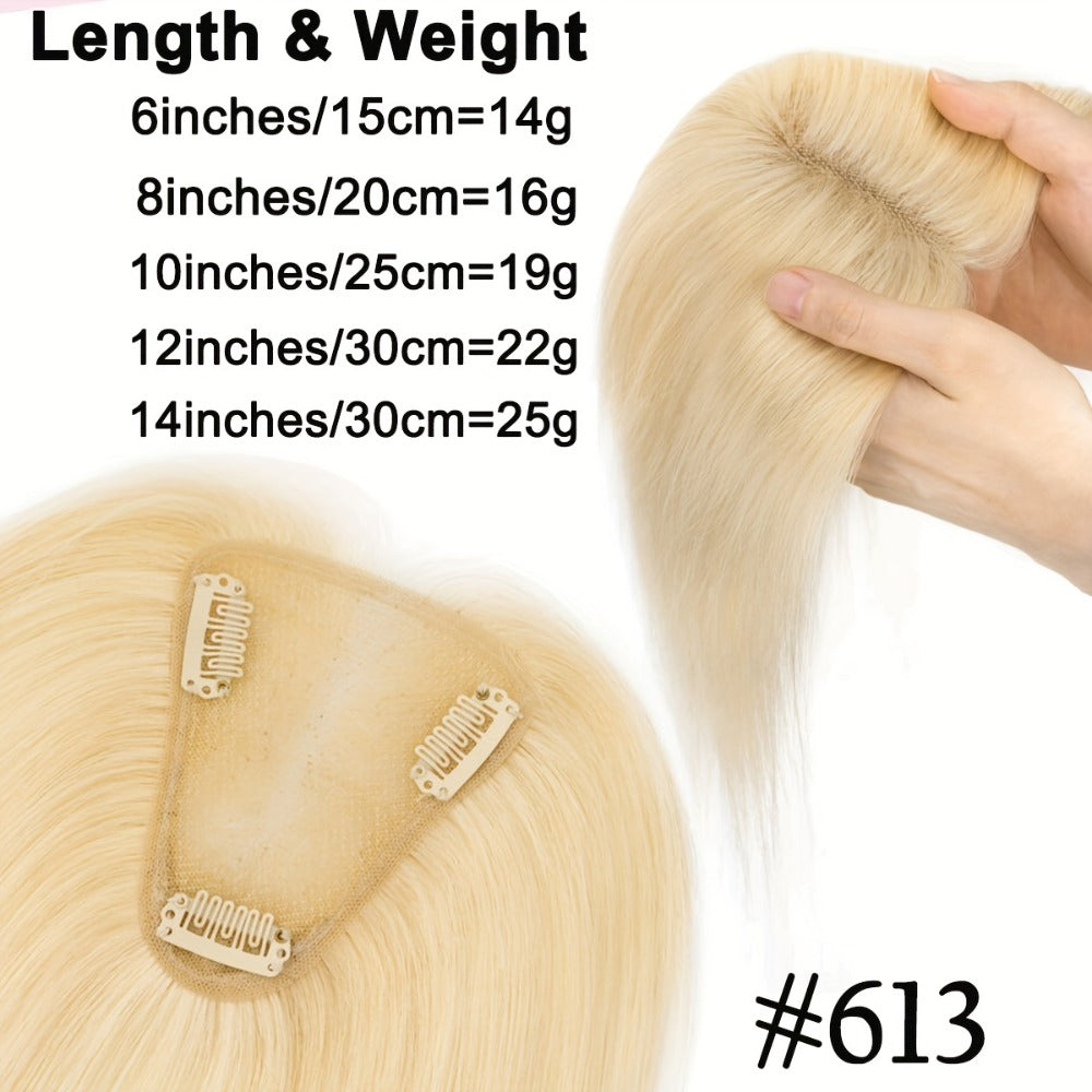 Hair Topper Human Hair Clip In Lace Base 8x10cm Curtain Bangs Thinning Hair Coverage 6-14 Inch | Highlight Blonde #27 #613 #1