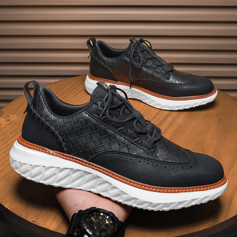 Breathable Woven-Texture Mens Sneakers