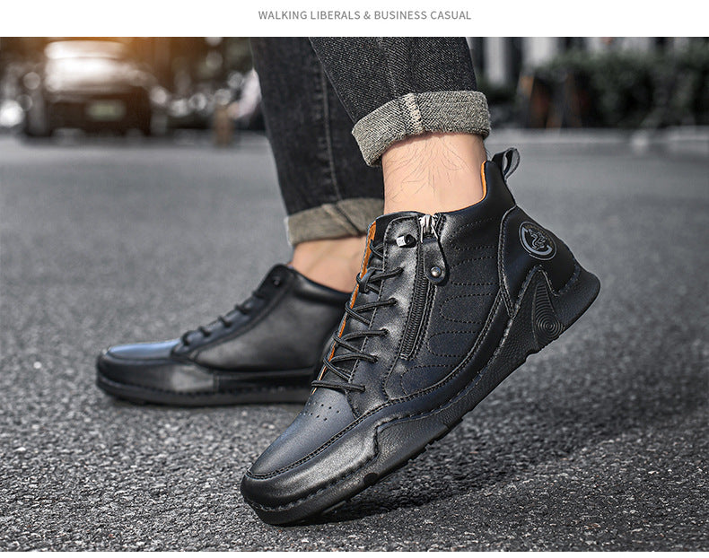 Mens Casual Leather Shoes Plus-size Athletic Shoes