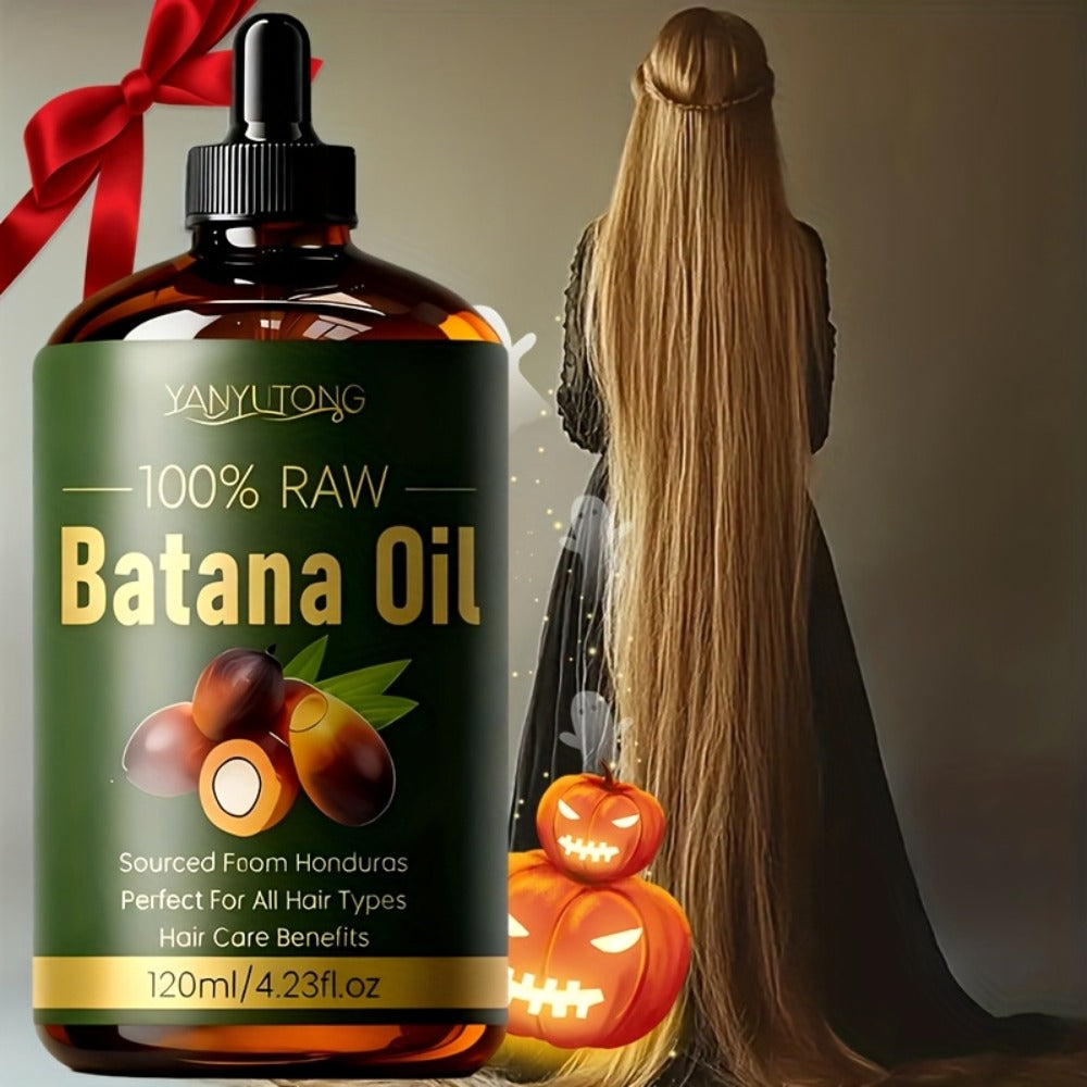Hair Oil Batana 120ml Amber Dropper Bottle with 4.06oz Label Format for Pre-Wash or Leave-In Hair Use — image 1