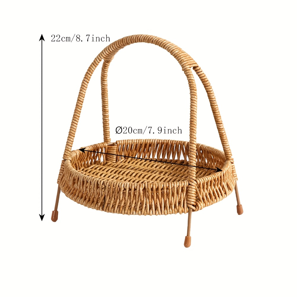 Wire Frame Storage Basket with Imitation Rattan Weave and Iron Structure, 8.66 x 7.87 x 7.87 Inch — image 2
