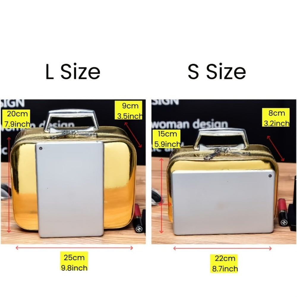 Glitter Makeup Travel Case Hard Shell Large Capacity Flat Lay Organizer Luxury Cosmetic Storage Box for Women Portable Fits i