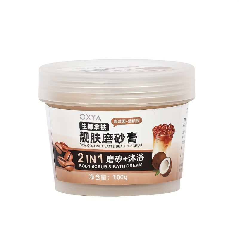 Exfoliating Body Scrub with Coconut Oil & Shea Butter – Raw Coconut Latte Sugar Scrub for Women, Deep Moisturizing Face & Bod