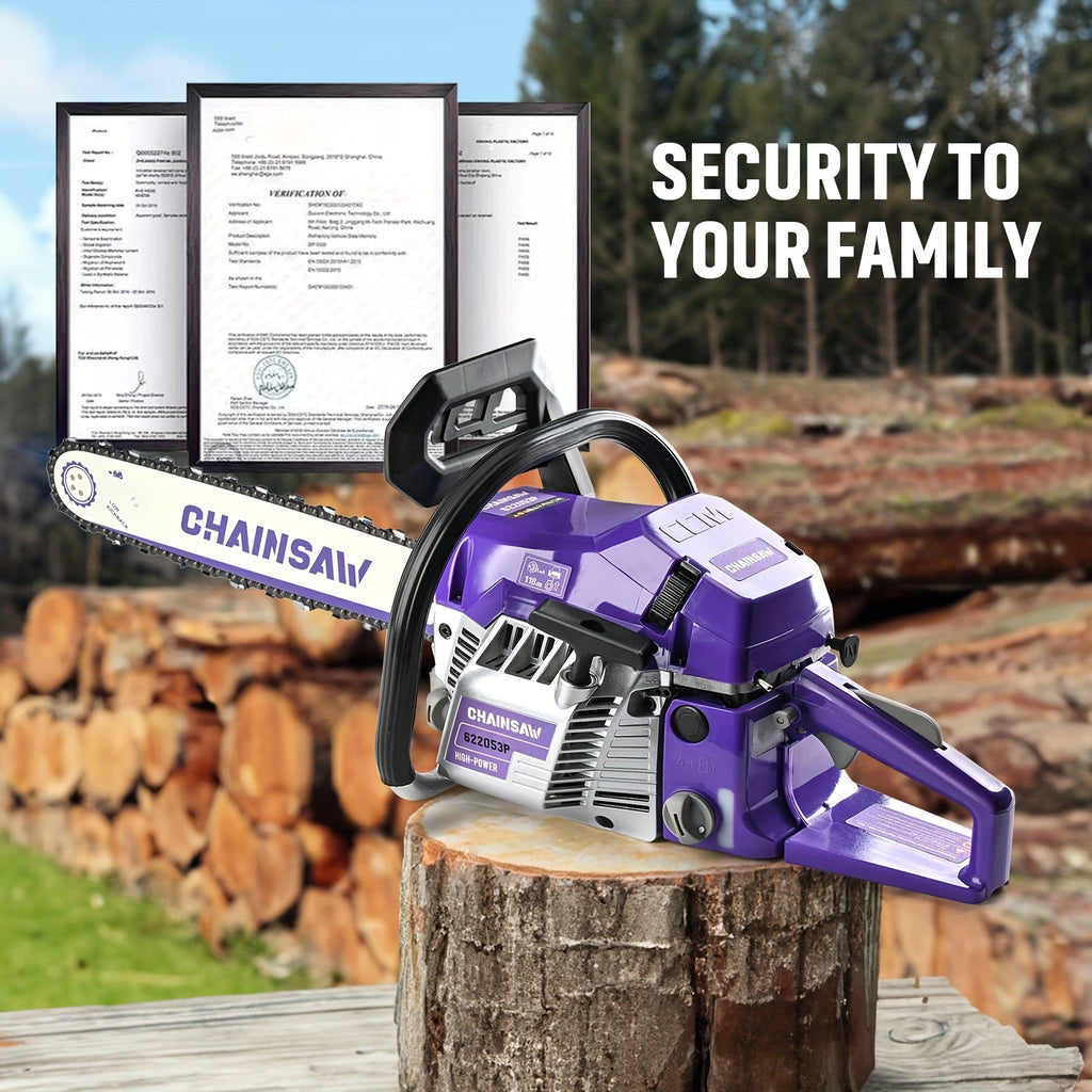 Chainsaw, Gas Powered Forestry Wood Cutting Farm Yard for Garden, Patio and Yard Use, with the Listed Configuration — image 1