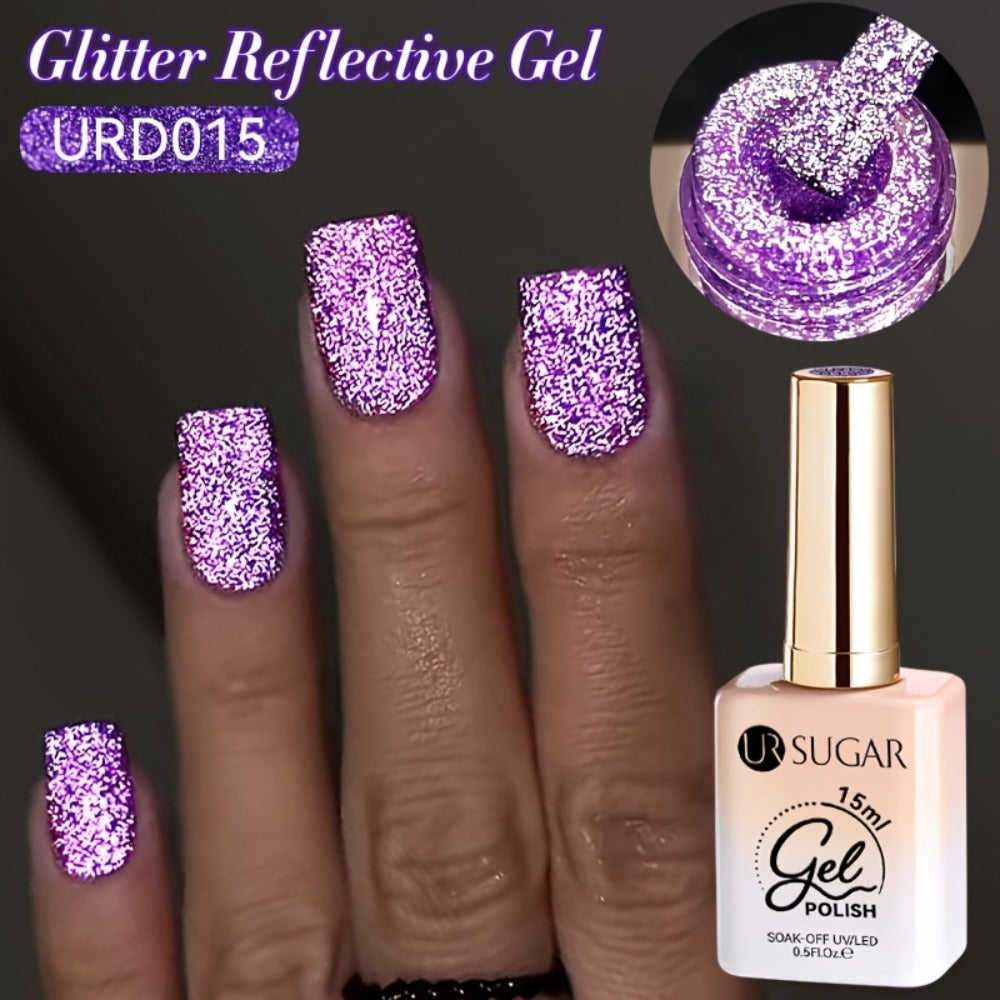 Gel Nail Polish UR SUGAR Reflective Glitter in 15ml with Fluorescent Neon Shimmer and UV/LED Soak-Off Cure — image 3