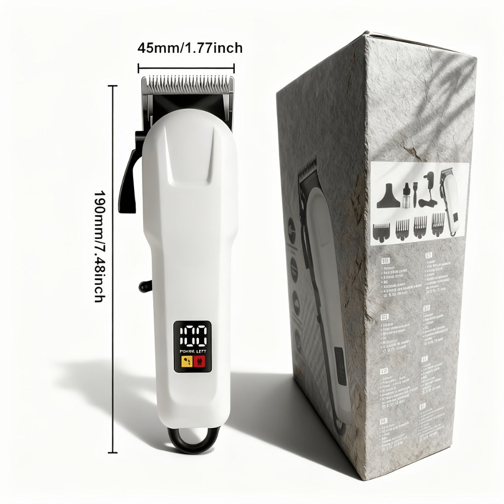 Hair Clipper Kit with Scissors for Home & Salon – Professional Stainless Steel Blade, Digital Display, USB Rechargeable Hair 