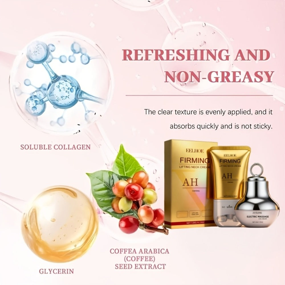 Eye Cream Neck Roller Cream Kit 2 Piece - Coffee Seed Extract Hyaluronic Acid Instant for Bath Time, Home Spa and Personal Ca
