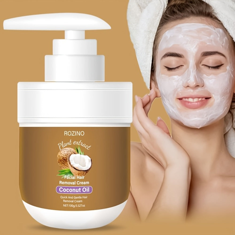 Hair Removal Cream ROZINO Coconut Oil 100g Two-Pack Pump Jars with Cartons for External Body Grooming — image 6