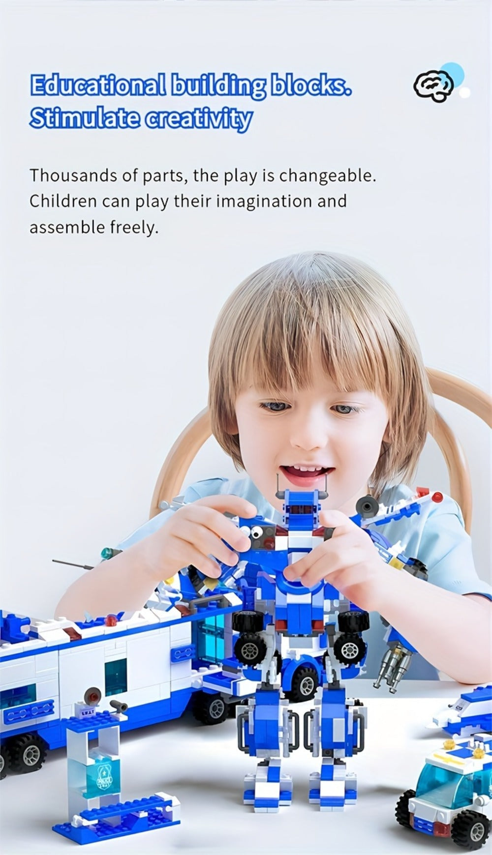 City Police Building Blocks Set 700 Pieces, Patrol Car Truck with Action Figures, Brick Toy for Boys Role Play STEM — image 1