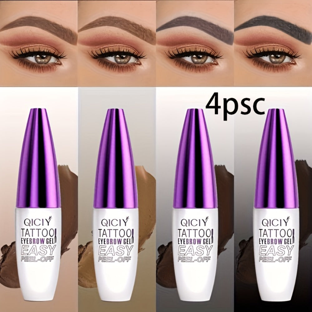 Eyebrow Tint Gel 4-Pack Semi-Permanent Tattoo Brow Gel Peel-Off, with Plant-Based Squalane, 4 Shades for All Skin Types — ima