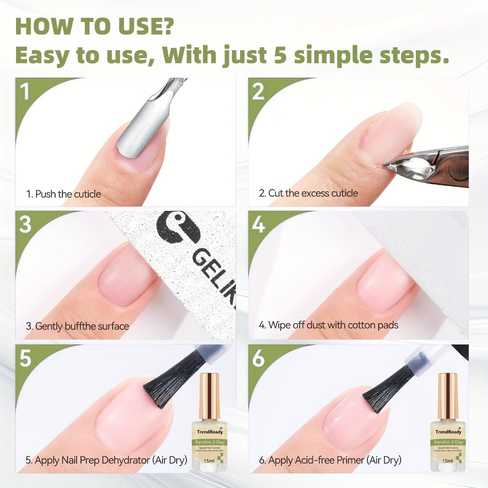 Nail Hardener 2 Bottles Extra Strong & Jelly Nude – Keratin Ridge Filler Base Coat for Weak Damaged Brittle Nails — image 10