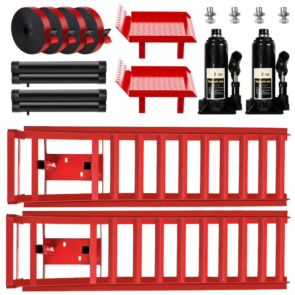 Hydraulic Car Ramps 2-Pack 10000 LB Heavy Duty Vehicle Lift Ramp Adjustable Height 9.84-14.96 Inch for Oil Change Undercarria